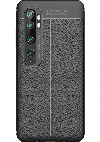 Xiaomi Mi Note 10 - Mi Note 10 Pro Leather Tpu Silikon Kılıf - Siyah