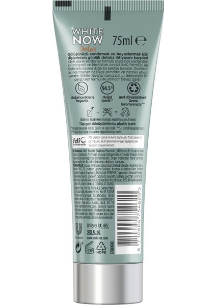 White Now Detox Hindistan Cevizi Özlü Diş Macunu 75 ML fiyatları