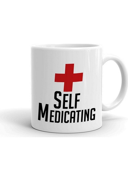 Self Medicating Beyaz Seramik Kupa