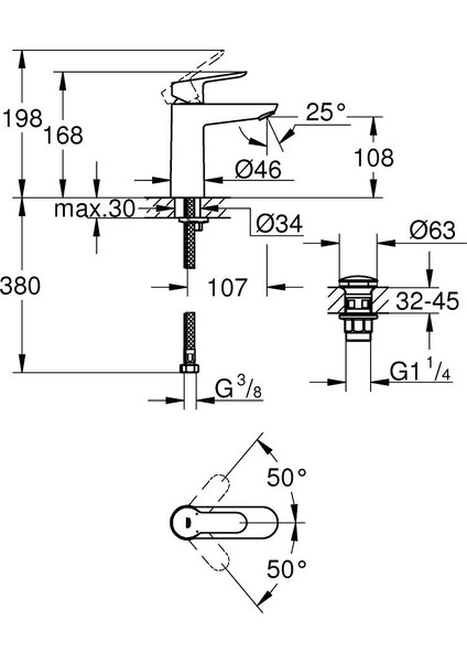BauEdge Tek Kollu Lavabo Bataryası 1/2 ″ M-Size 23775000 fiyatları