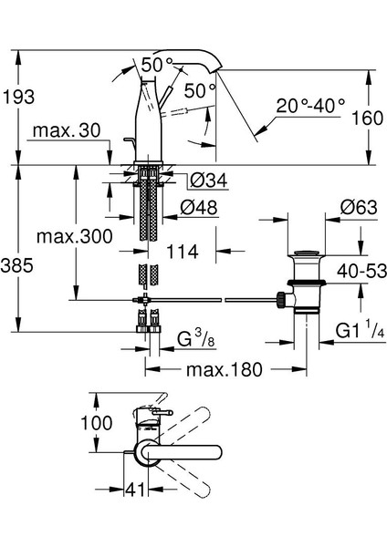 Essence New Tek Kollu Lavabo Bataryası M Boyut - 23462DL1 fiyatları