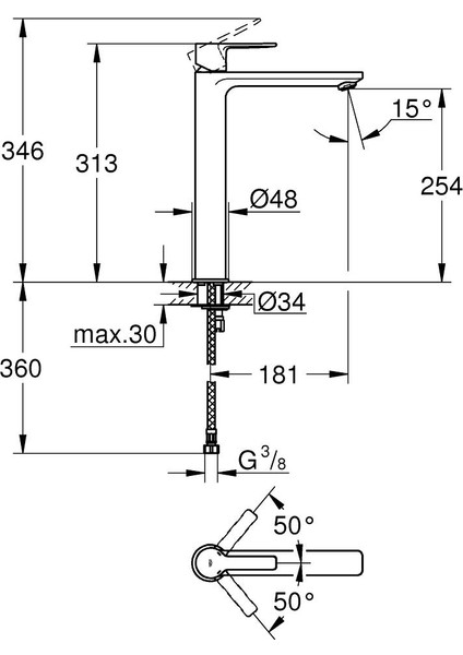 Lineare New Tek kumandalı Lavabo Bataryası - 23405DC1