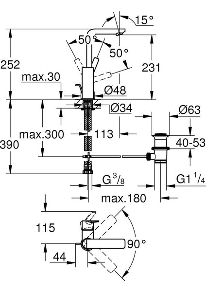 Lineare Tek Kumandalı Lavabo Bataryası 1/2″ L-Boyut 23296001