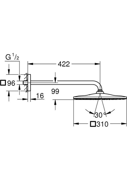 Rainshower Mono 310 cube Tepe Duşu Seti 422 mm, 1 akışlı- 26564000