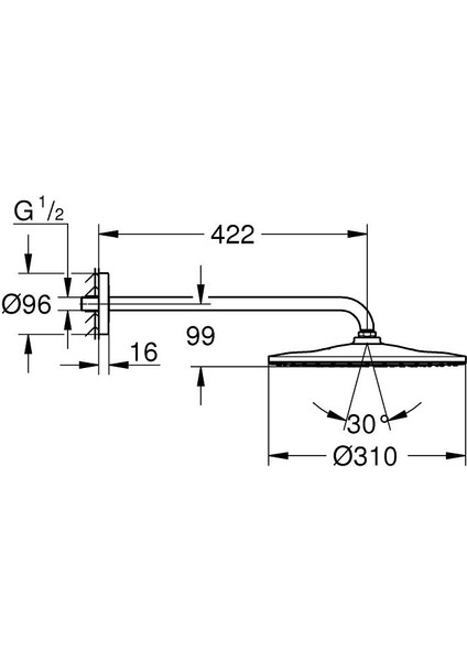 Rainshower Mono 310 Tepe Duşu Set 422 Mm, 1 Akışlı- 26558000