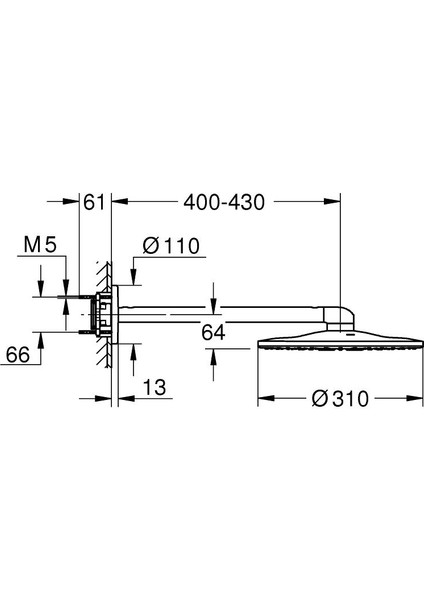 Rainshower Smartactive 310 Tepe Duşu Seti 430 Mm, 2 Akışlı-26475000