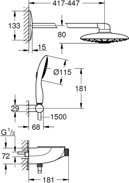 Rainshower System Smartcontrol Duo 360 Termostatik Yarı Ankastre Duş Bataryası 26443000