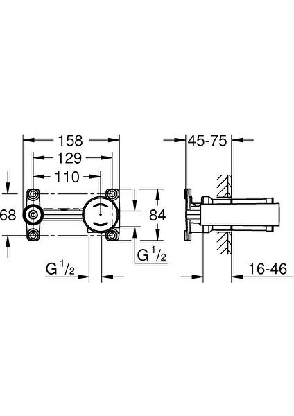 Tek Kumandalı Lavabo Bataryası 1/2", Universal Ankastre İç Gövde - 23571000