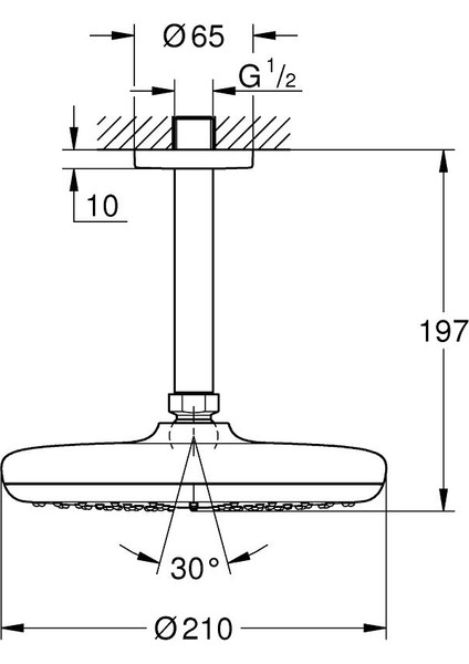 Tempesta 210 Tepe Duşu Seti 142 Mm, 1 Akışlı- 26414000