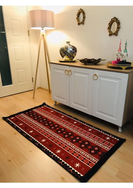 Halı Vagonu Pera Koleksiyonu HV908 Türkmen Desen Bordo Kilim