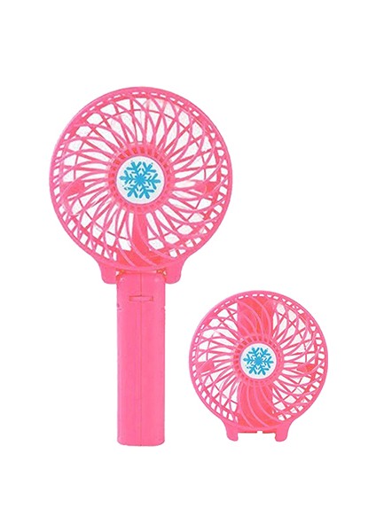 Şarjlı El Vantilatör + Mini Masa Üstü Fan Soğutucu - Pembe