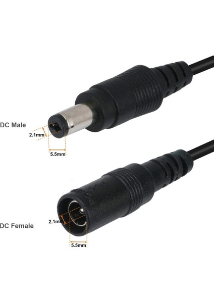 4383 Dc Adaptör Uzatma Kablosu 2 Metre 5.5mm x 2.1mm Dişi Erkek