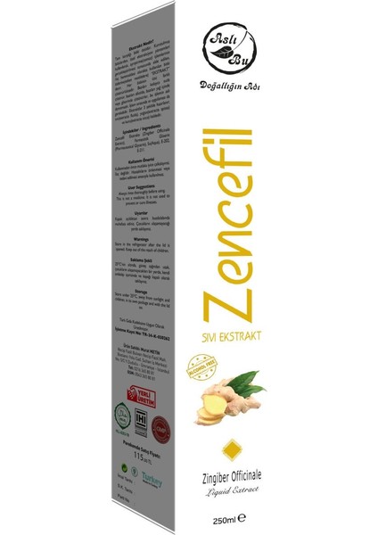 Zencefil Sıvı Ekstraktı (Zingiber Officinale) 250 ml