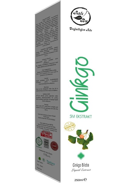 Ginkgo Sıvı Ekstraktı (Ginkgo Biloba) 250 ml