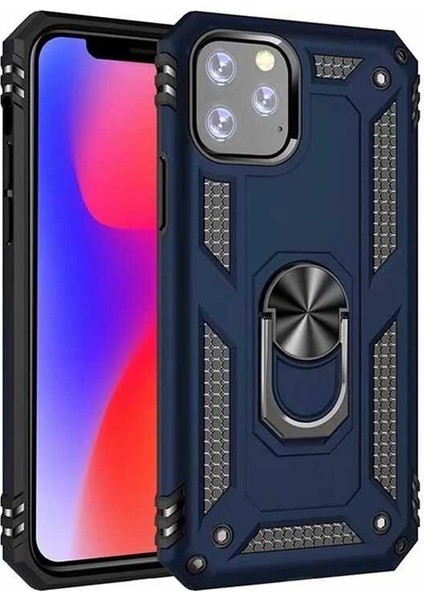 - iPhone 11 Pro Max - Kılıf Yüzüklü Çift Katman Zırh Tank Vega Kapak