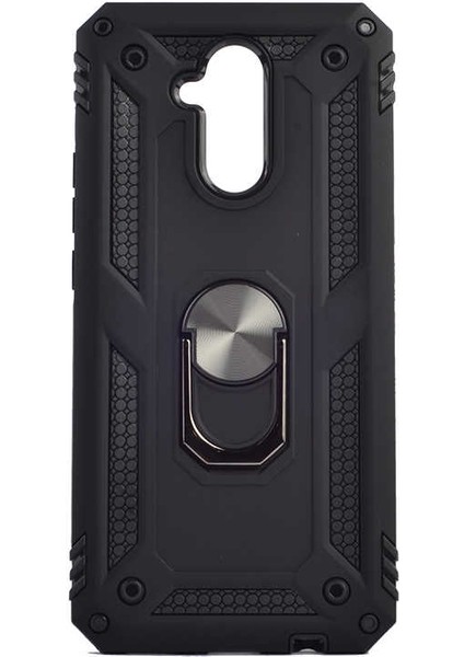 - Huawei Mate 20 Lite - Kılıf Yüzüklü Zırh Tank Vega Kapak - Siyah - T10187