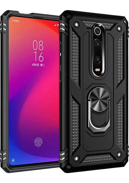 - Xiaomi Mi 9t / Mi 9t Pro - Kılıf Yüzüklü Çift Katman Zırh Tank Vega Kapak