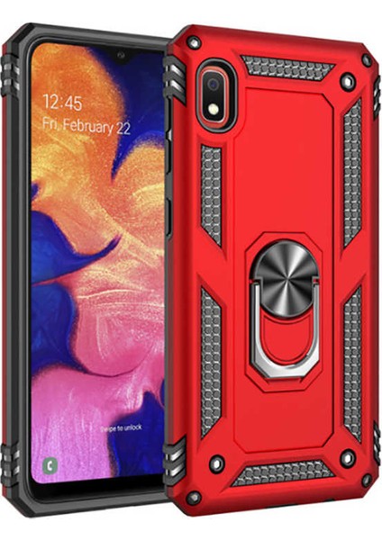 - Xiaomi Redmi 7A - Kılıf Yüzüklü Zırh Tank Vega Kapak - Kırmızı - T10544