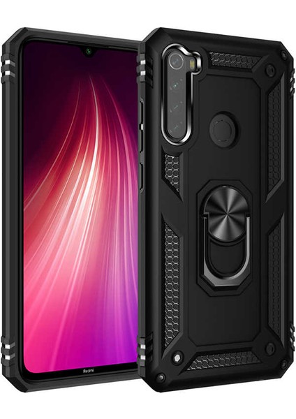 - Xiaomi Redmi Note 8 - Kılıf Yüzüklü Zırh Tank Vega Kapak - Siyah
