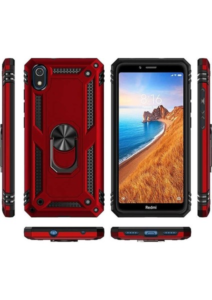 Xiaomi Redmi 7A Kılıf Vega Standlı Yüzüklü Mıknatıslı Siyah