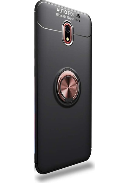 Xiaomi Redmi 8A Kılıf Ravel Yüzüklü Mıknatıslı Silikon Rose