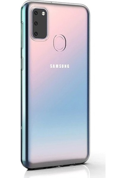 Samsung Galaxy M30s Kılıf Süper Silikon Yumuşak Arka Koruma + Nano Glass Şeffaf