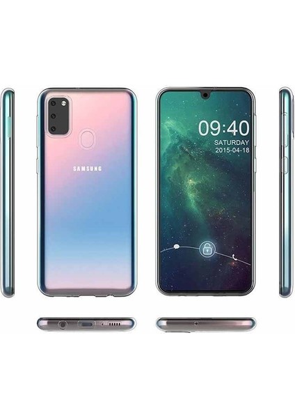Samsung Galaxy M30s Kılıf Süper Silikon Yumuşak Arka Koruma + Nano Glass Şeffaf