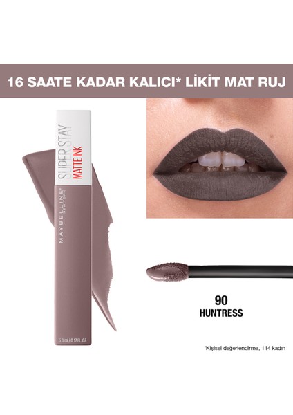 Maybellıne Matte Ink Likit Ruj-Hunt. 90