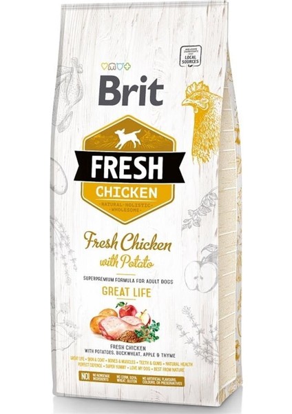 Fresh Tavuklu Patatesli Yetişkin Köpek Maması 12 kg