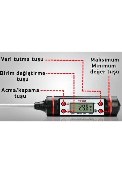 TP101 Sıvı Termometresi Daldırma 15 cm