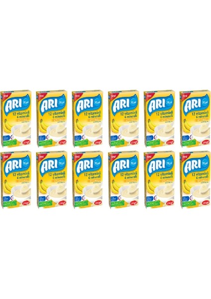 12 Vitaminli 6 Mineralli Sütlü Muzlu Pirinçli 200 gr 12'li Paket