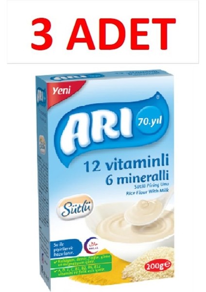 12 Vitaminli 6 Mineralli Sütlü Pirinçli 200 gr 3'lü Paket