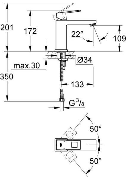 Eurocube Tek Kumandalı Lavabo Bataryası GRH23446000 fiyatları