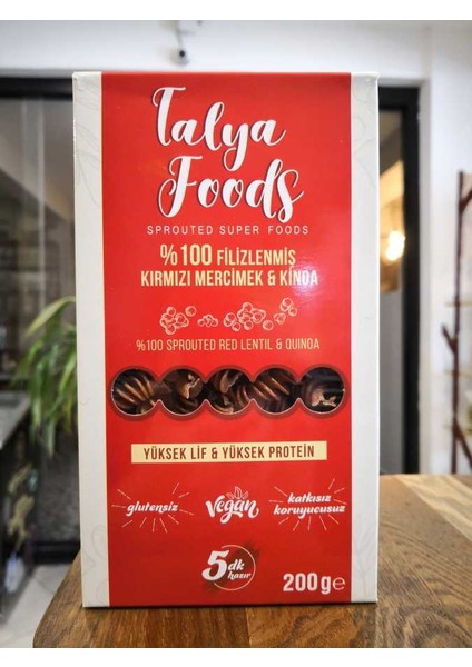 Glutensiz Filizlenmiş Kırmızı Mercimek ve Kinoa Makarnası 200 gr fiyatları