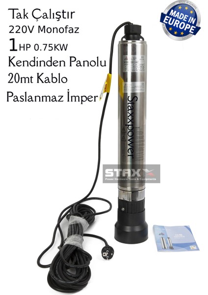 Ibeltech Derin Kuyu Dalgıç Pompa Seti Ds5.1-56/7 Kalem Dalgıç 1 hp 0.75 kw Kendinden Panolu Sistem