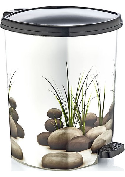 Plastik Taş Desenli Pedallı Çöp Kovası 20 lt