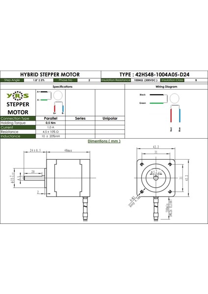 Rulman Step Motor 42HS48 Nema 17 - 0,49NM