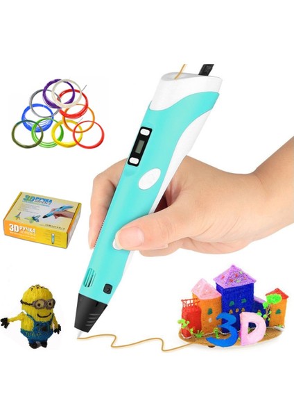 LCD Ekranlı 3D Kalem 3D Yazıcı 3D Pen 50 Metre Filament