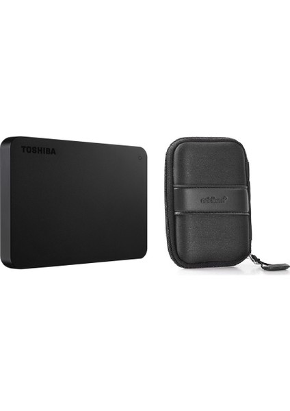 Toshiba Canvio Basic 1TB 2.5" Taşınabilir Disk HDTB410EK3AA + Addison HDD-136 HDD Kılıf Siyah