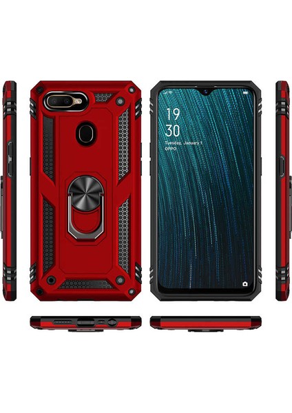 Oppo A5S Kılıf Shockproof Standlı Yüzük Tutuculu Mega Case Gri + Nano Glass Ekran Koruyucu indirimleri