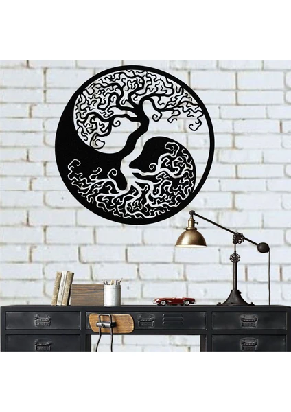 Family Tree Yin Yang Metal Duvar Dekor