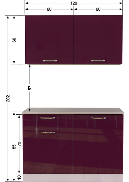 Bade Mutfak 120 cm