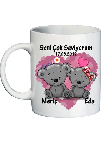 Ayıcıklı Isimli Sevgiliye Hediye Kupa Bardak
