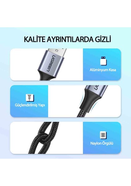 Örgülü USB Type-C Şarj ve Data Kablosu 50 CM