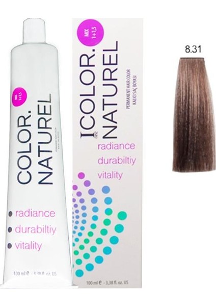 Color Naturel Saç Boyası 8.31 Açık Altın Küllü Kumral 100 ml