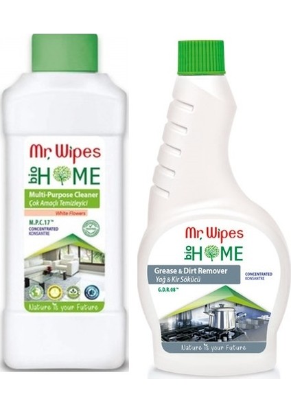 Mr. Wipes Konsantre Çok Amaçlı Temizleyici Sabun Kokulu + Yağ & Kir Çözücü 500 ml