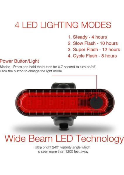 Bisiklet USB Şarjlı Arka LED Lamba fiyatları