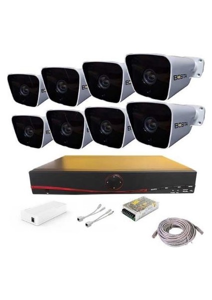 8 Kameralı Full Hd Ip Güvenlik Kamerası Sistemi BI-1310