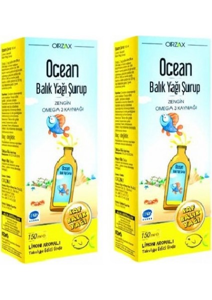 Ocean Balık Yağı Şurubu Limon Aromalı Şurup 150 ml 2 Kutu
