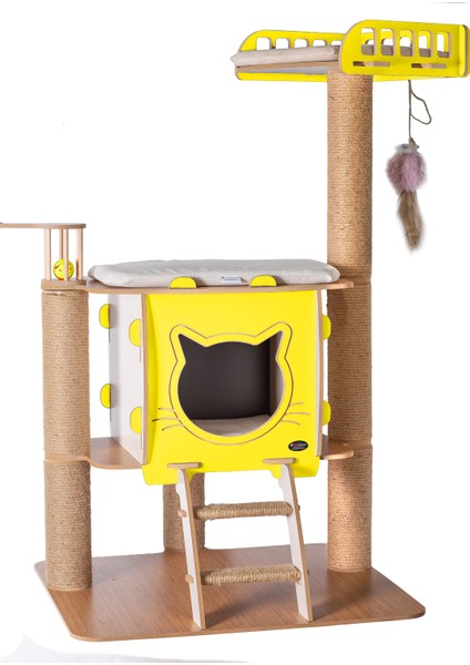 Vip Katlı Yataklı Tırmalamalı Kedi Evi